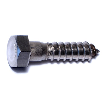 Lag Screw, 1/2 In, 2 In, Stainless Steel, Hex Hex Drive, 3 PK
